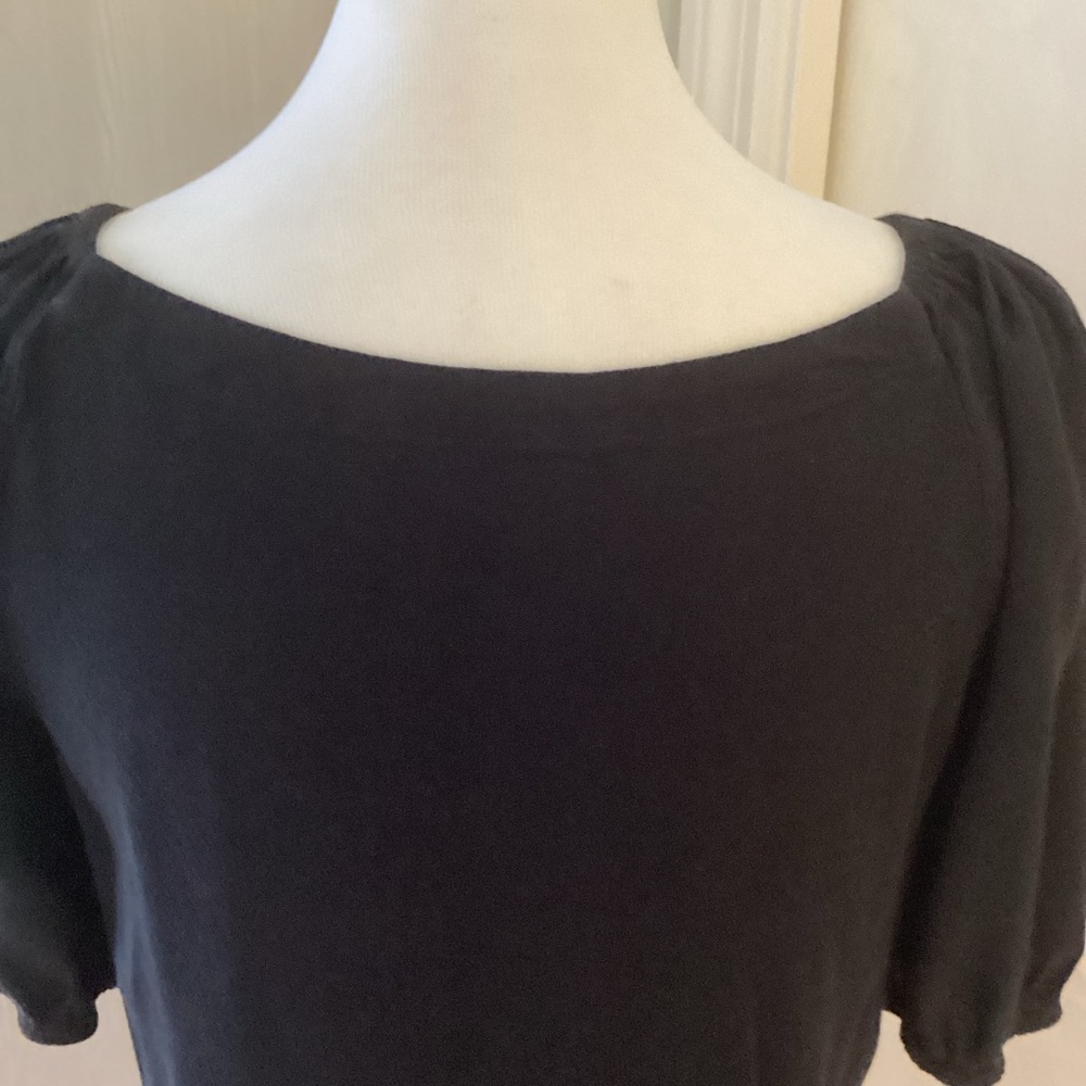 LOFT Black Puff Short Sleeve Blouse Sz XS - Picture 3 of 11